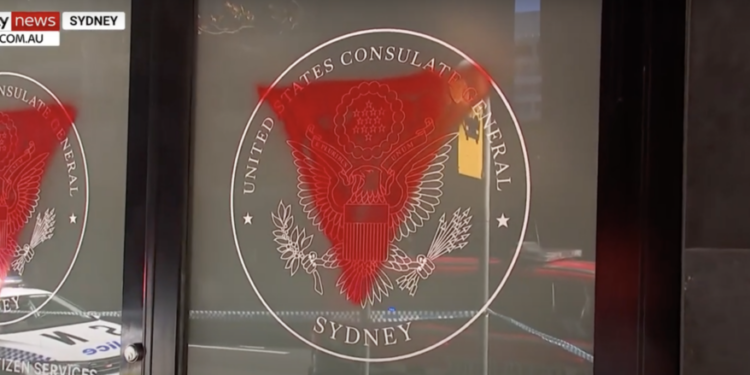 US Consulate Attacked With Sledgehammer, Spray-Painted With Pro-Hamas Symbol